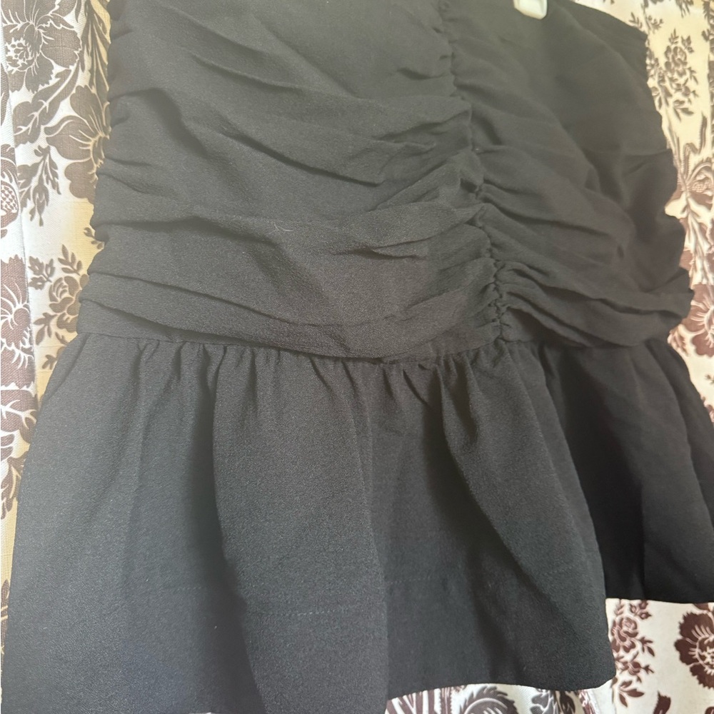 Ganni Black Ruched Mini Skirt